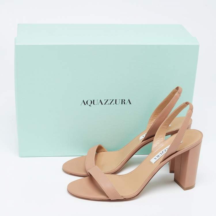 Pre Owned Aquazzura Powder Pink Leather So Nude Slingback Sandals Size 38 