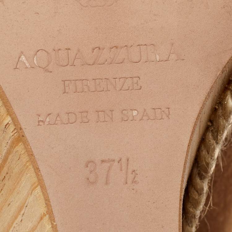 Pre Owned Aquazzura Brown Suede Sexy Thing Cutout Wedge Sandals Size 37.5