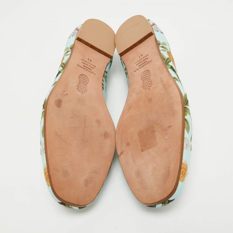 Pre Owned Aquazzura Multicolor Fabric Printed Loafers Size 41