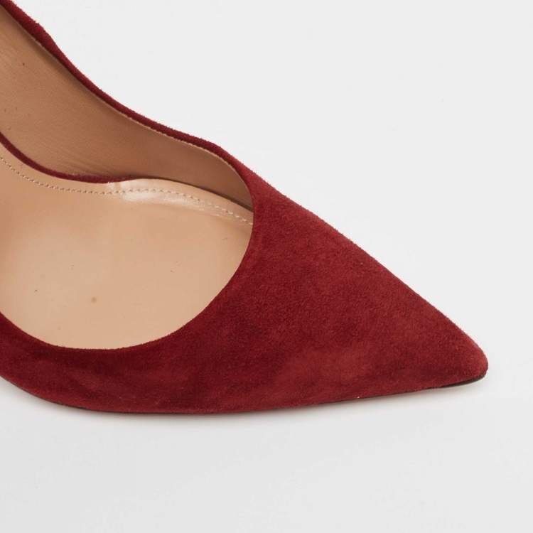 Pre Owned Aquazzura Burgundy Suede Purist Pumps Size 37.5