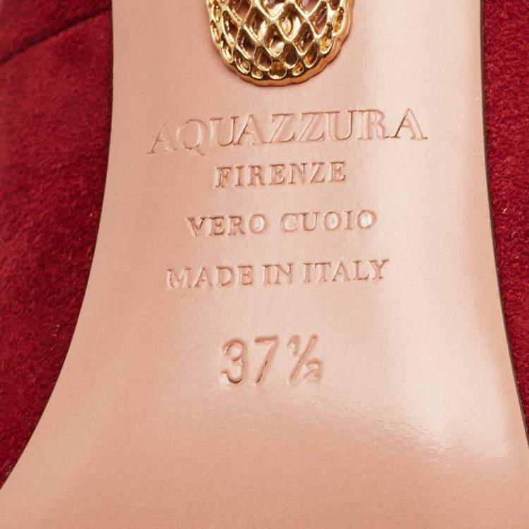 Pre Owned Aquazzura Burgundy Suede Purist Pumps Size 37.5