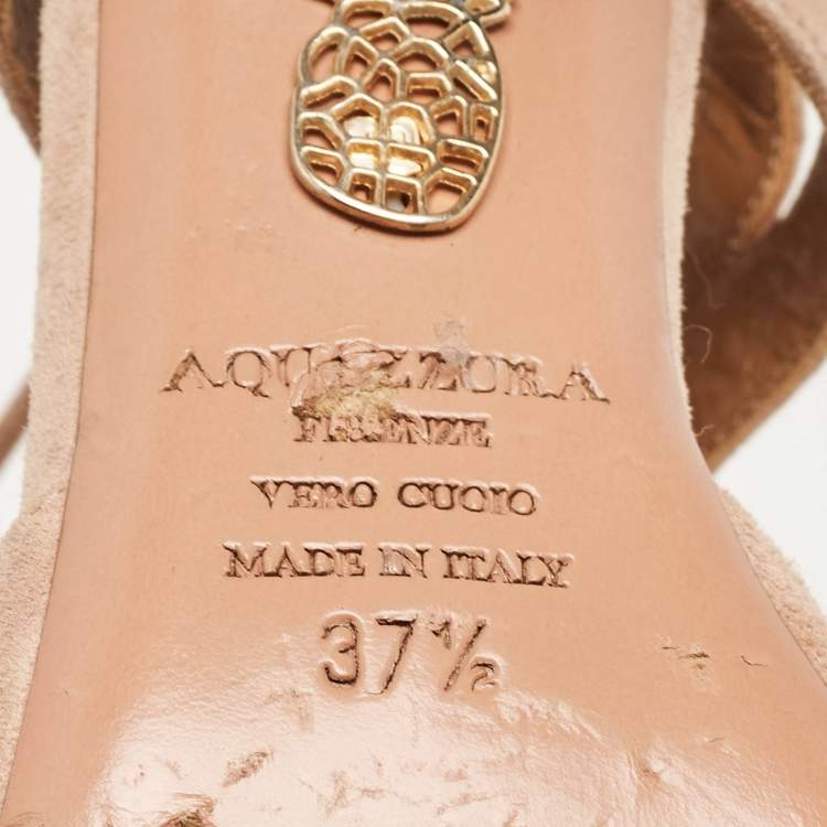 Pre Owned Aquazzura Pink Suede Belgravia Lace Up Pointed Toe Pumps Size 37.5