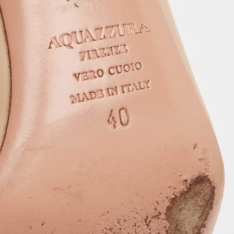 مملوكة مسبقًا Aquazzura Beige Leather Minute Mules Size 40