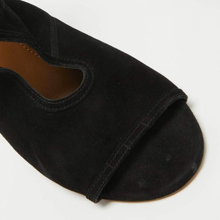 Pre Owned Aquazzura Black Suede Sexy Thing Sandals Size 37