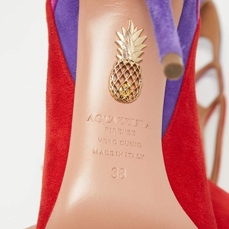 Pre Owned Aquazzura Tricolor Suede Fenix Pumps Size 38