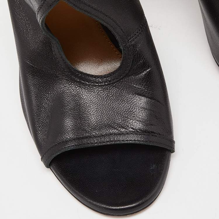 Pre Owned Aquazzura Black Leather Sexy Thing Sandals Size 37.5