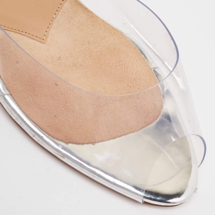 Pre Owned Aquazzura Transparent PVC Slide Sandals Size 39.5