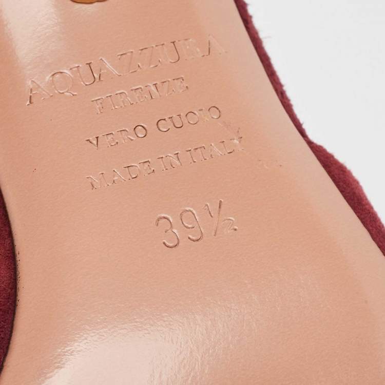 Pre Owned Aquazzura Plum Suede Powder Puff Slingback Pumps Size 39.5