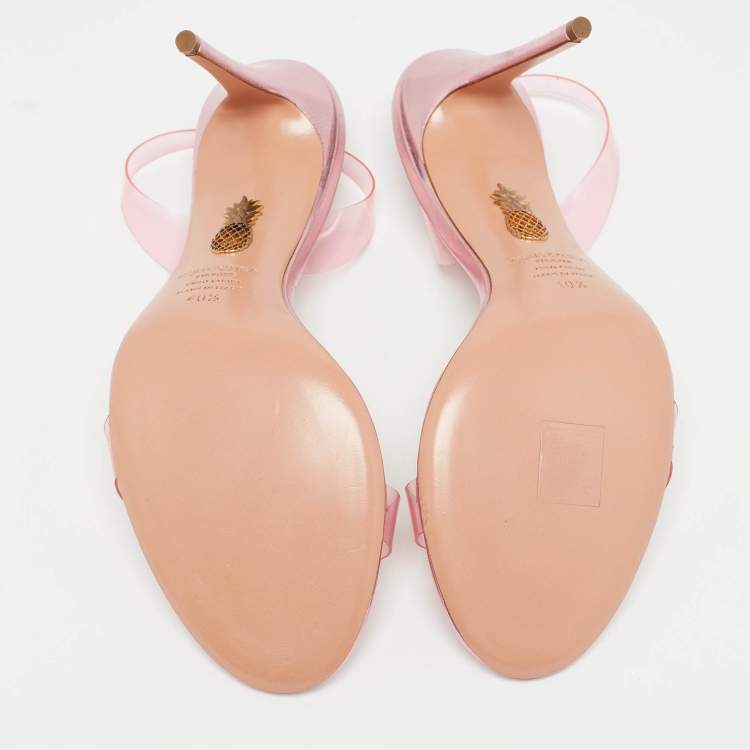 مملوكة مسبقًا Aquazzura Pink PVC So Nude Slingback Sandals Size 40.5