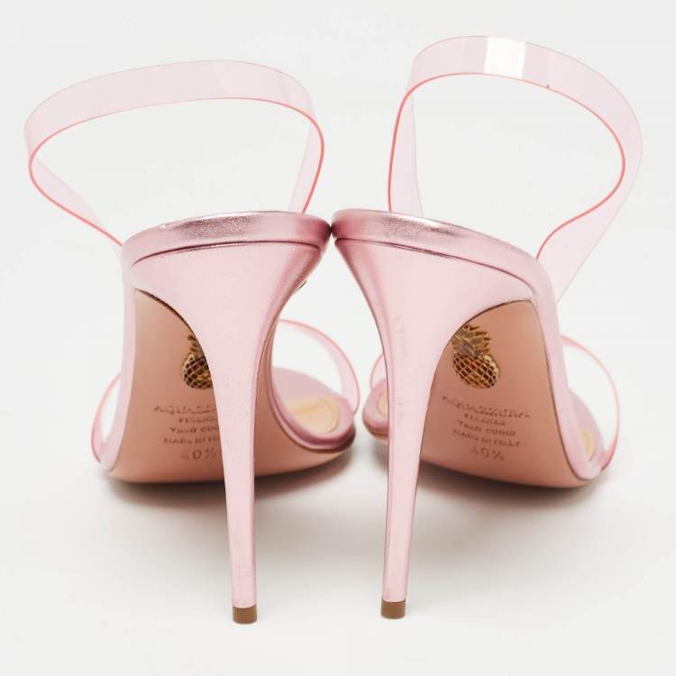 مملوكة مسبقًا Aquazzura Pink PVC So Nude Slingback Sandals Size 40.5