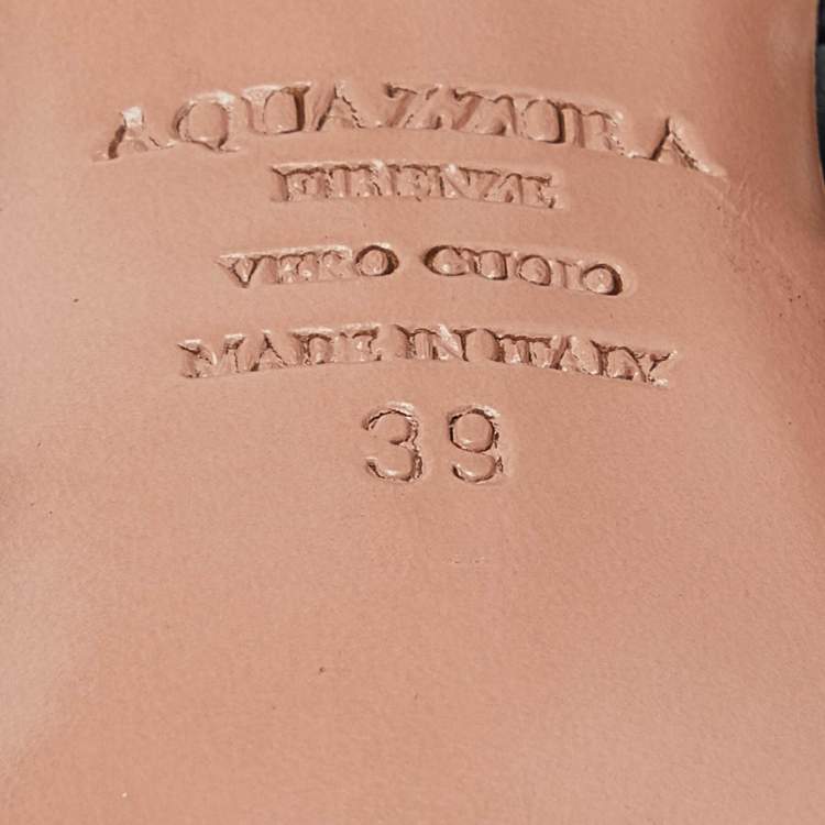 Pre Owned Aquazzura Black Leather Amazon Sandals Size 39