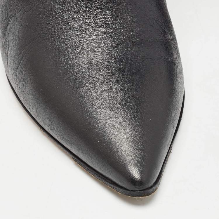 Pre Owned Aquazzura Black Leather Lace Up Ankle Booties Size 35