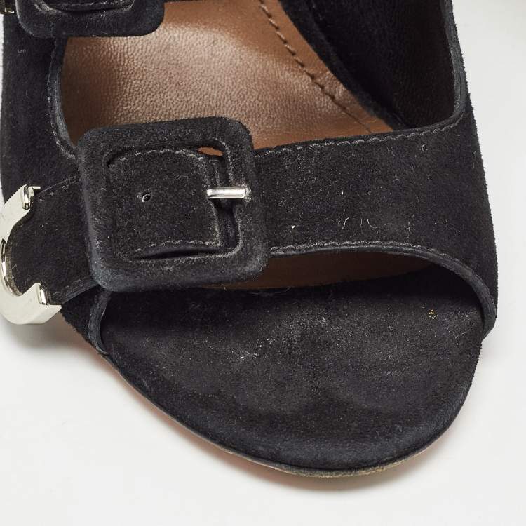 Pre Owned Aquazzura Black Suede Claudia Schiffer Boots Size 36
