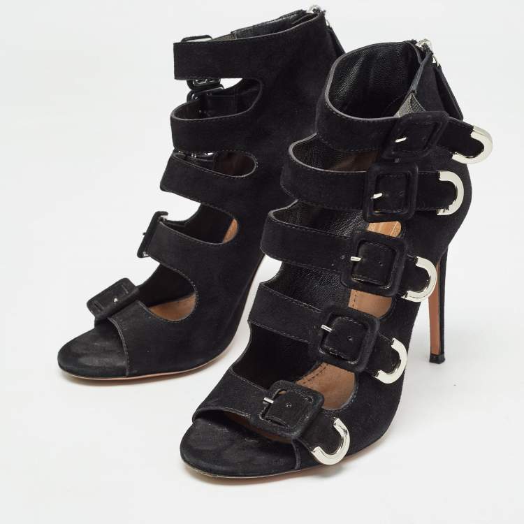 Pre Owned Aquazzura Black Suede Claudia Schiffer Boots Size 36