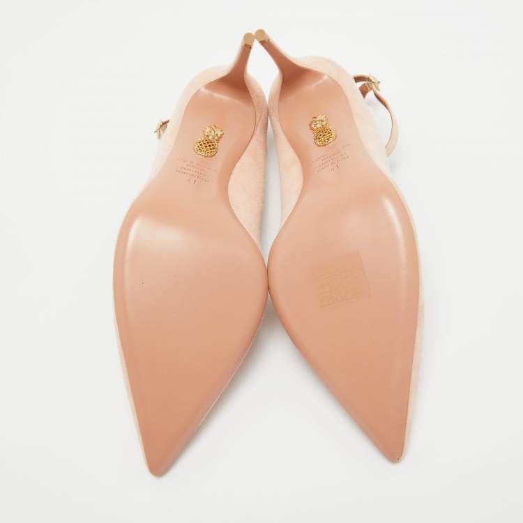 Pre Owned Aquazzura Pink Suede Dolce Vita Pumps Size 41