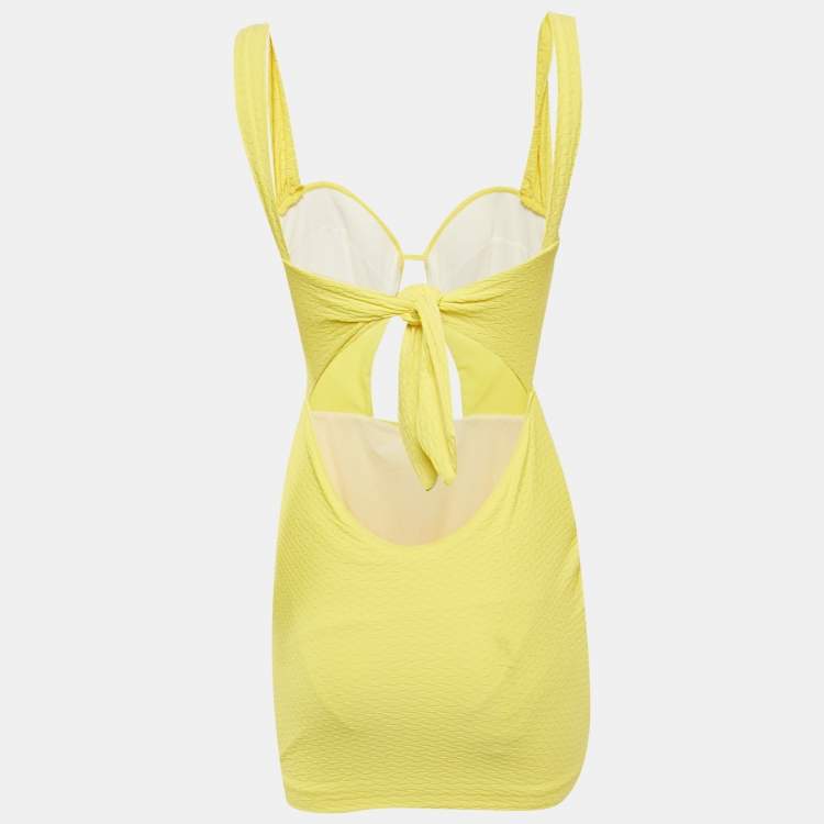 Pre Owned فستان قصير ملمس جورسي ليمون أصفر أرابيلا لندن ميوز مقاس صغير جدًا - إكس سمول