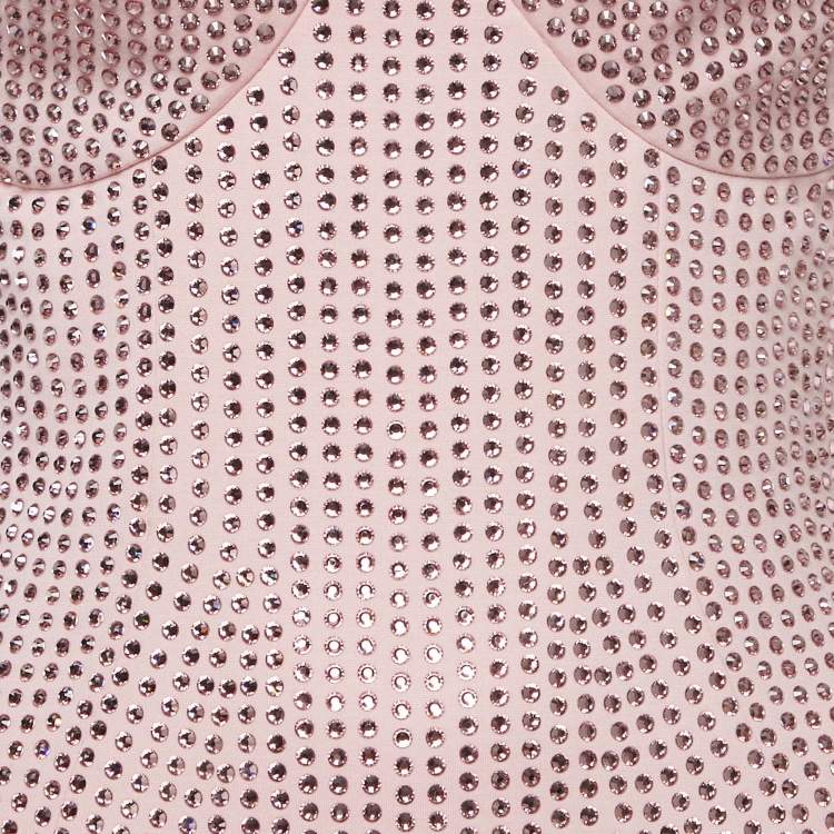 Pre Owned Area Candy Rose Jersey Crystal Embellished Mini Dress S
