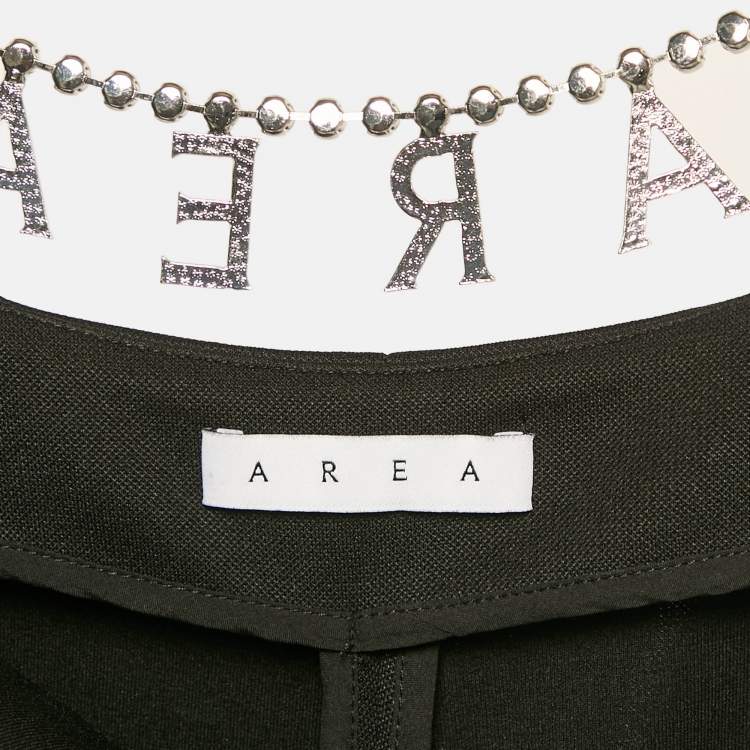 Pre Owned AREA Black Crystal Embellished Jersey Cut-Out Waist Flared Trousers S