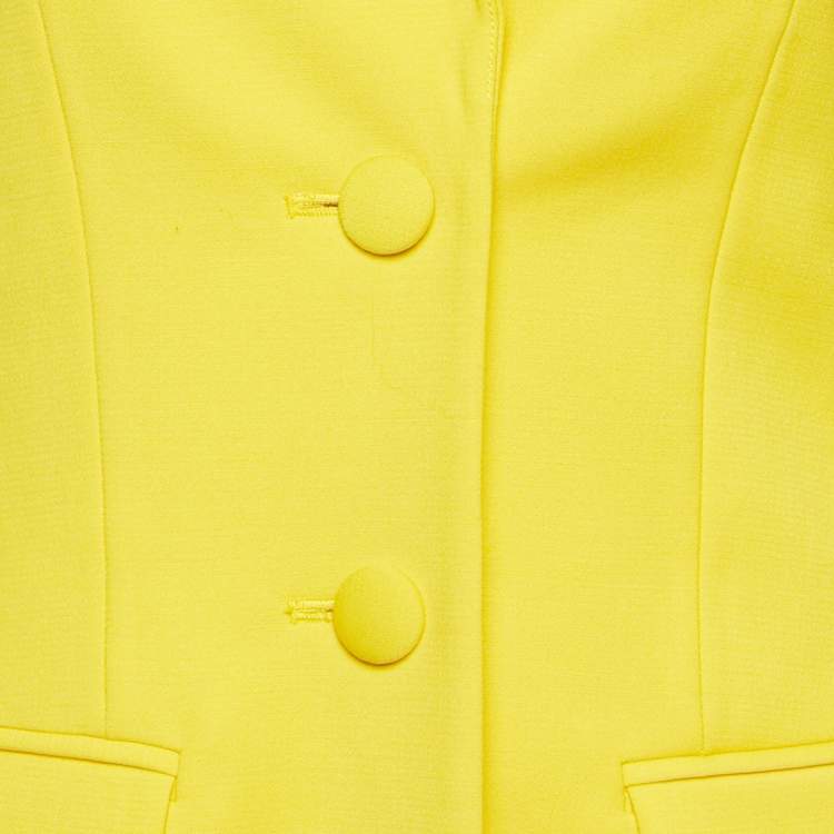 Pre Owned AREA Yellow Wool Crystal Back Open Back Mini Blazer Dress XS/S