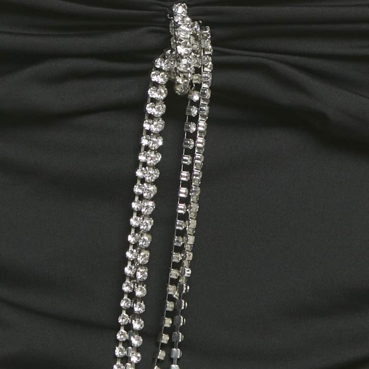 مملوكة مسبقًا Area Black Jersey Crystal Embellished Strapless Mini Dress XXS