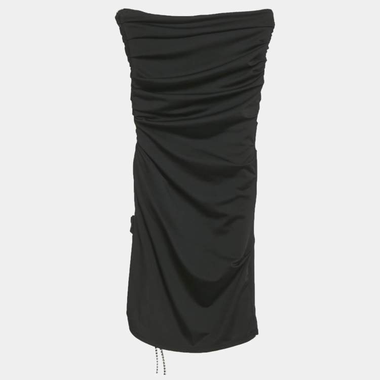 مملوكة مسبقًا Area Black Jersey Crystal Embellished Strapless Mini Dress XXS