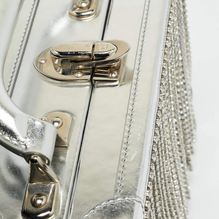 Pre Owned Area x Bertoni Ling Ling Silver Leather and PVC Top Handle Bag