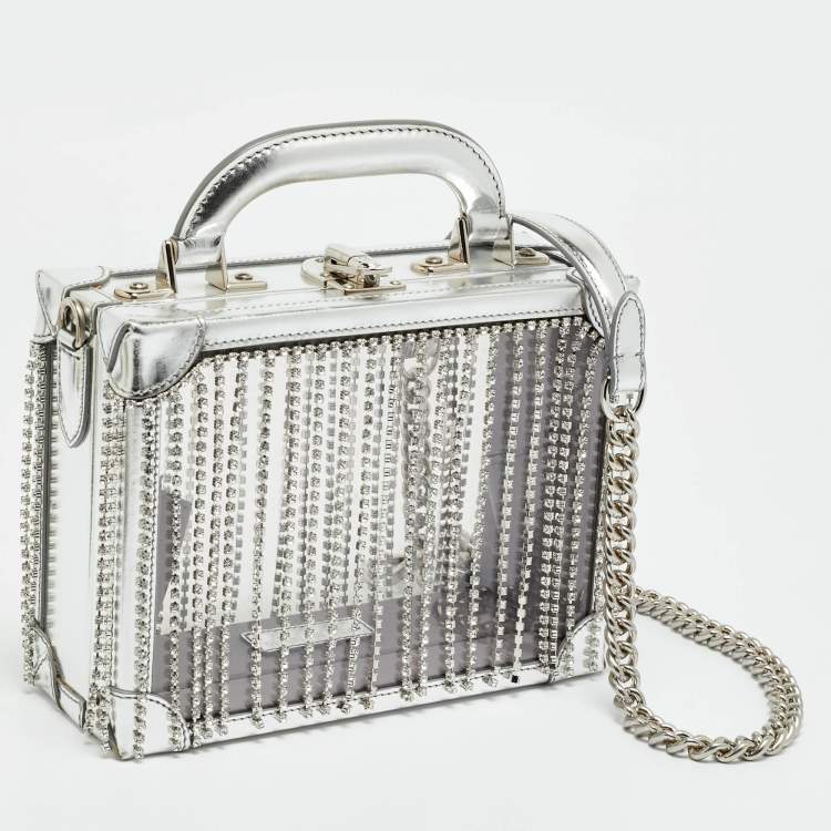 Pre Owned Area x Bertoni Ling Ling Silver Leather and PVC Top Handle Bag