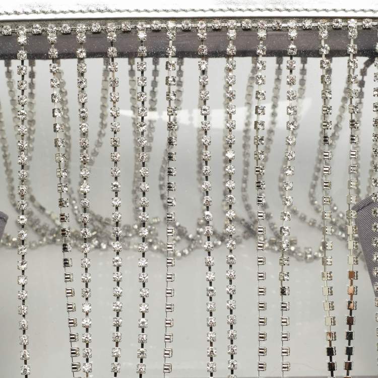 Pre Owned Area x Bertoni Ling Ling Silver Leather and PVC Top Handle Bag