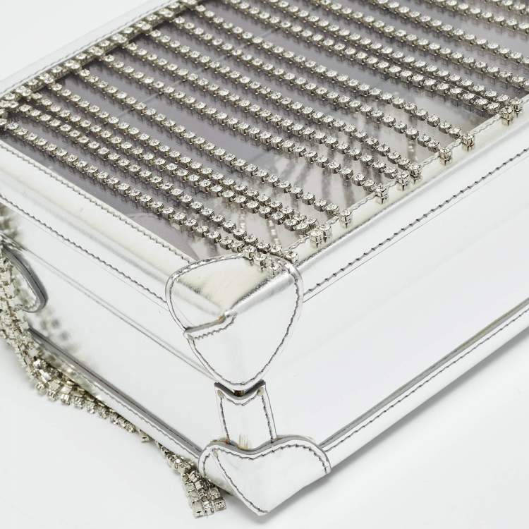 Pre Owned Area x Bertoni Ling Ling Silver Leather and PVC Top Handle Bag