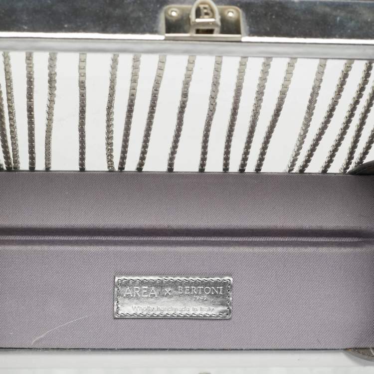 Pre Owned Area x Bertoni Ling Ling Silver Leather and PVC Top Handle Bag