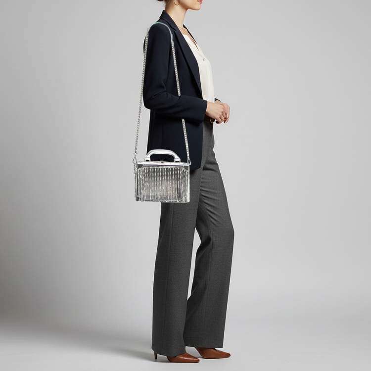 Pre Owned Area x Bertoni Ling Ling Silver Leather and PVC Top Handle Bag