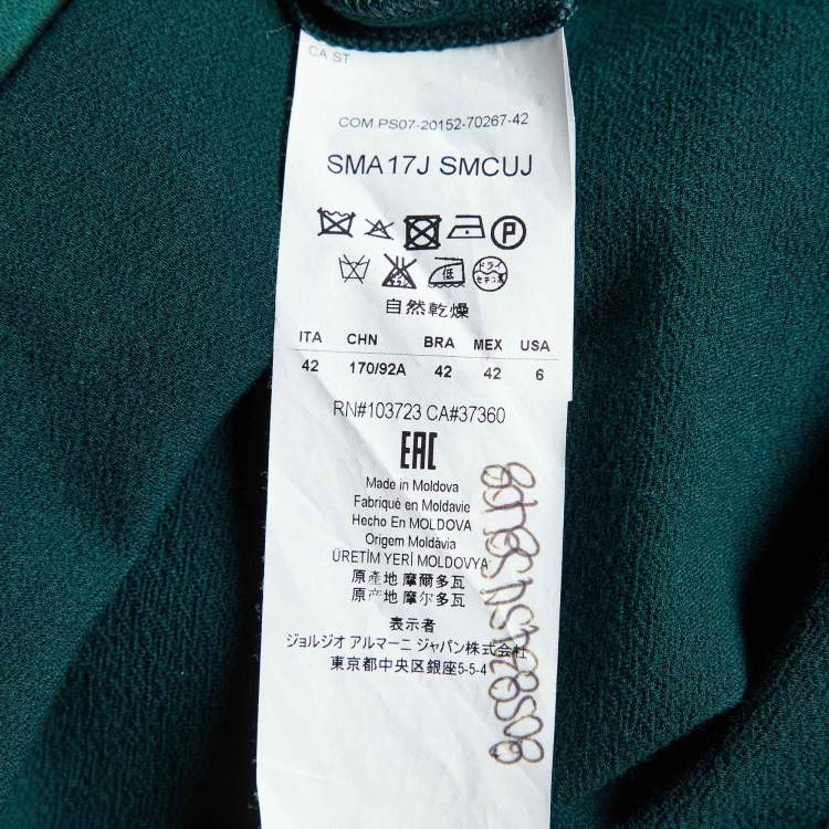 Pre Owned Armani Collezioni Green Crepe Faux Wrap Midi Dress M