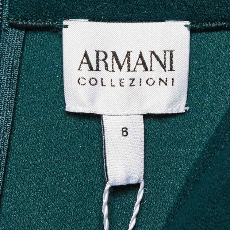 Pre Owned Armani Collezioni Green Crepe Faux Wrap Midi Dress M