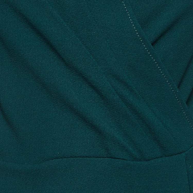 Pre Owned Armani Collezioni Green Crepe Faux Wrap Midi Dress M