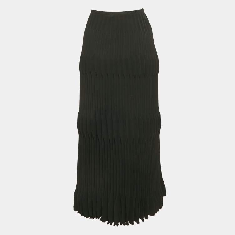 Pre Owned Armani Collezioni Black Plisse Midi Skirt L