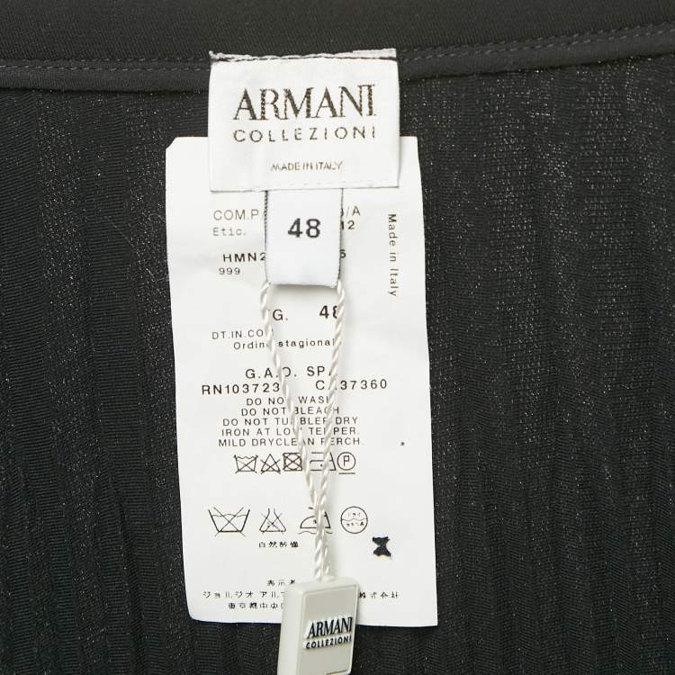 Pre Owned Armani Collezioni Black Plisse Midi Skirt L