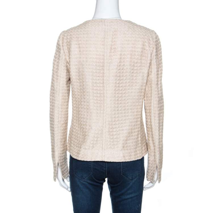 Pre Owned Armani Collezioni Beige Lace Overlay Detail Jacket L