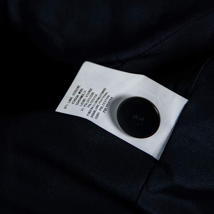 Pre Owned Armani Collezioni Navy Blue Striped Wool Skirt Suit M