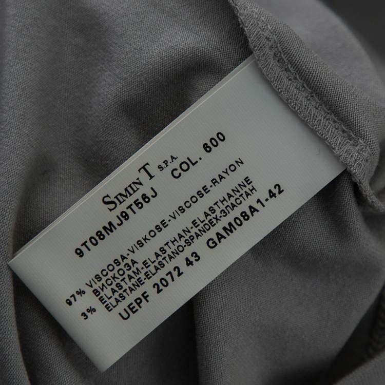 Pre Owned Armani Collezioni Grey Knit Ruched Neck Detail T-Shirt XL