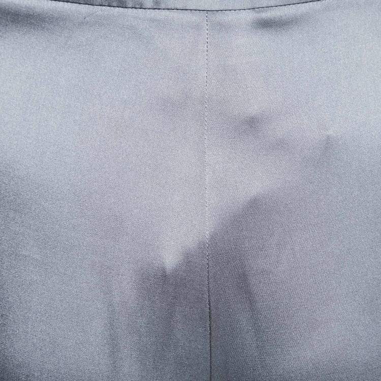 Pre Owned Armani Collezioni Grey Silk Trousers L