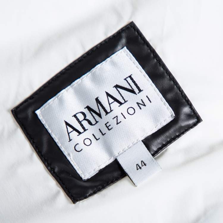 Pre Owned Armani Collezioni Black Down Quilted & Fur Trimmed Zip Front Jacket M