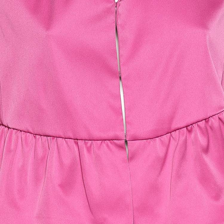 Pre Owned Armani Collezioni Pink Sateen Ruffled Cropped Jacket L
