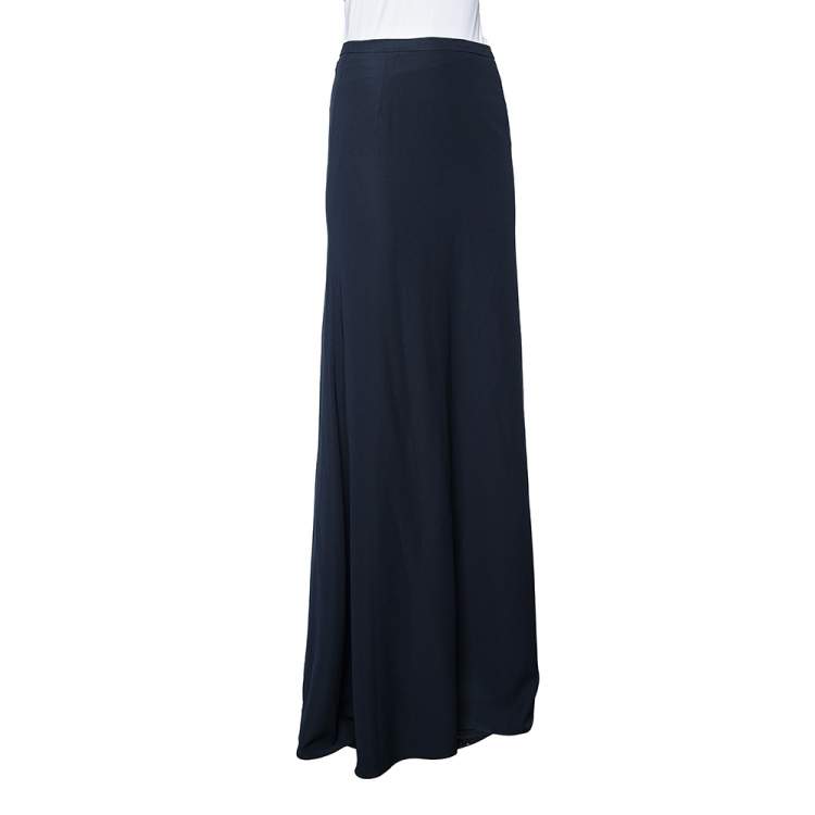 Pre Owned Armani Collezioni Navy Blue Crepe Maxi Skirt S