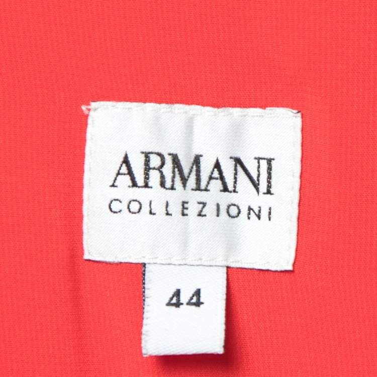 Pre Owned Armani Collezioni Orange Crepe Ruched Sleeveless Maxi Dress M