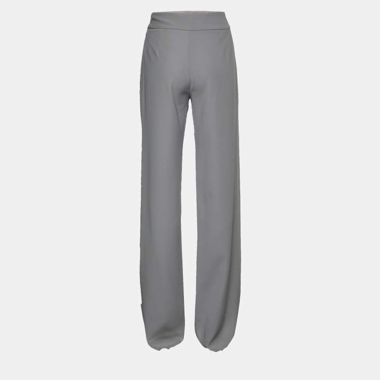 Pre Owned Armani Collezioni Grey Crepe Wide Leg Trousers S