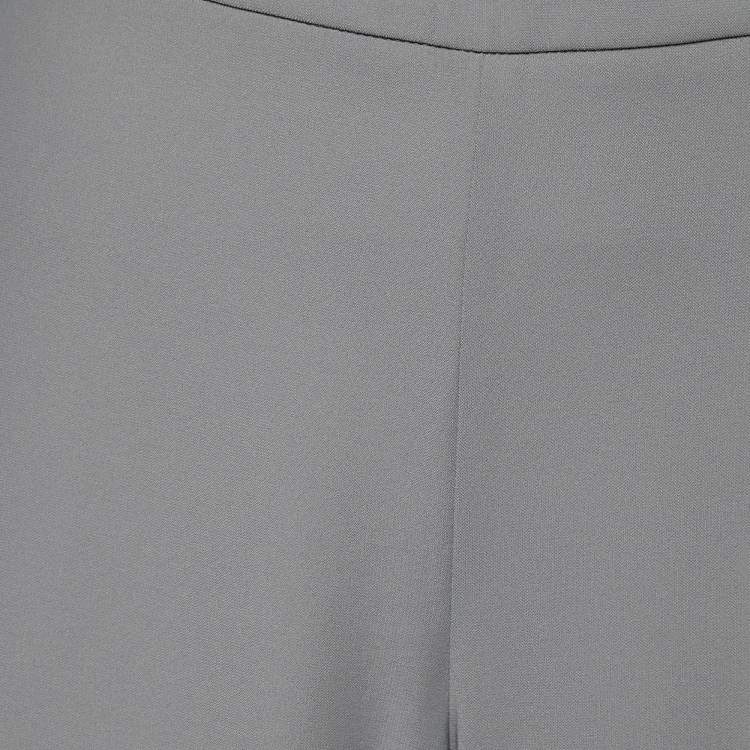 Pre Owned Armani Collezioni Grey Crepe Wide Leg Trousers S