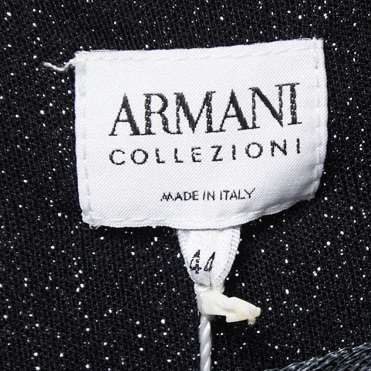 Pre Owned Armani Collezioni Black Sequined Bow Detail One-Shoulder Dress M