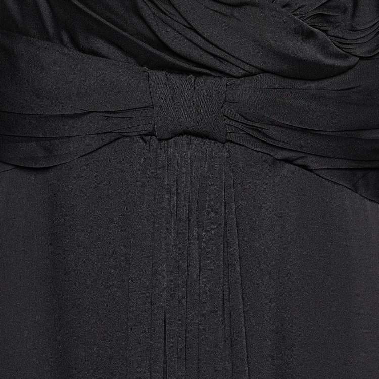 Pre Owned Armani Collezioni Black Draped Silk Sleeveless Gown XL