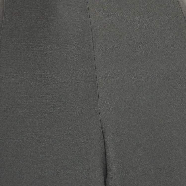 Pre Owned Armani Collezioni Grey Crepe Wide-Leg Trousers M