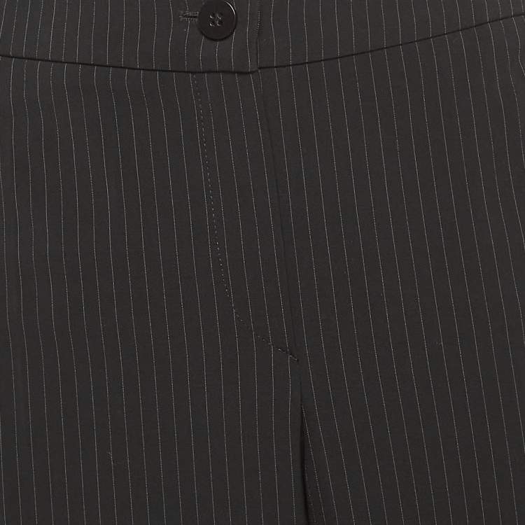 Pre Owned Armani Collezioni Black Pinstripe Regular Trousers L